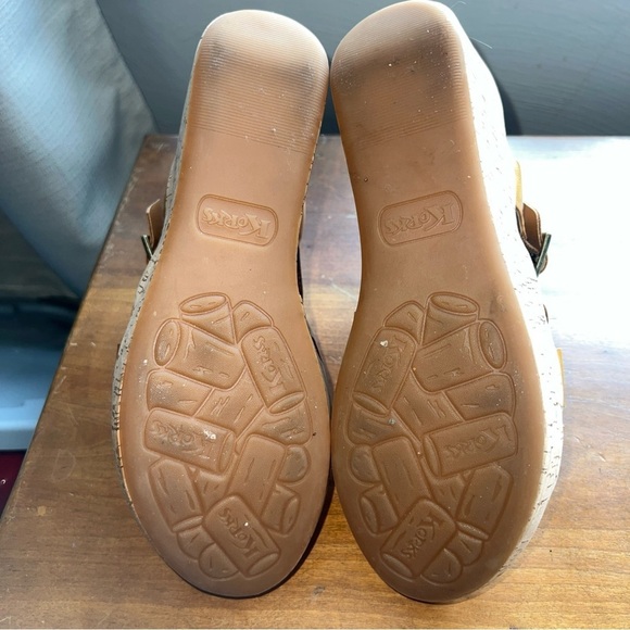 Korks Nova Comfort Platform Cork Wedge Strappy Sandals Yellow Size 9M - Picture 9 of 11